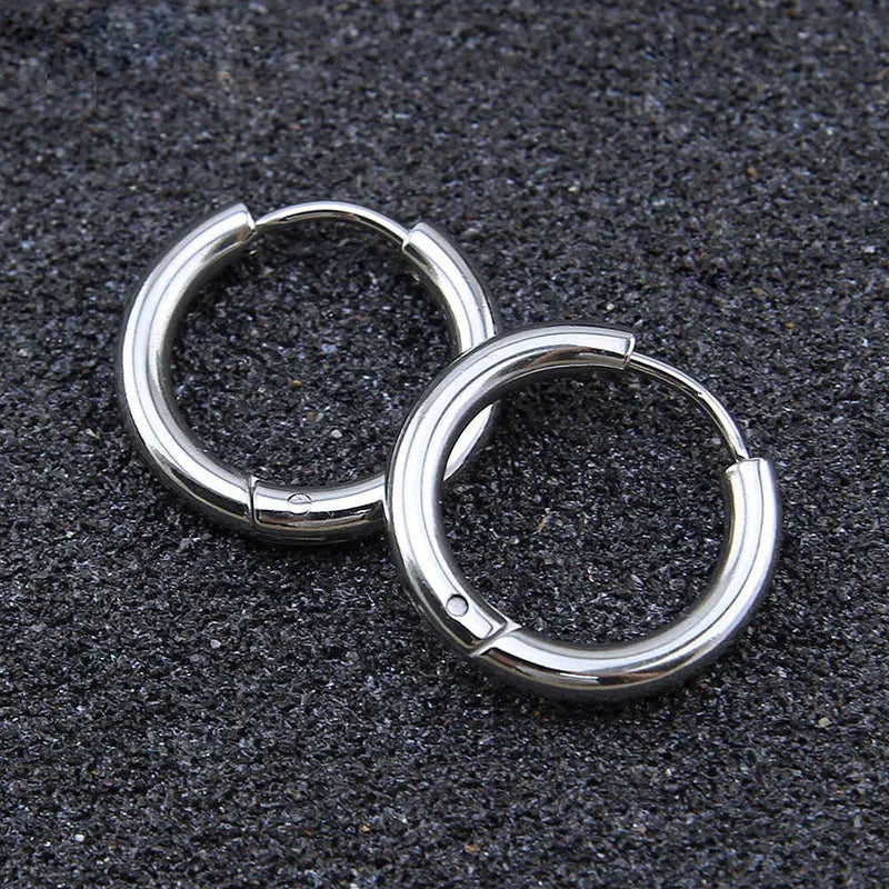 10pcs Colorful Stainless Steel Hoop Earrings For Men Women