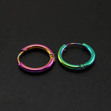 10pcs Colorful Stainless Steel Hoop Earrings For Men Women