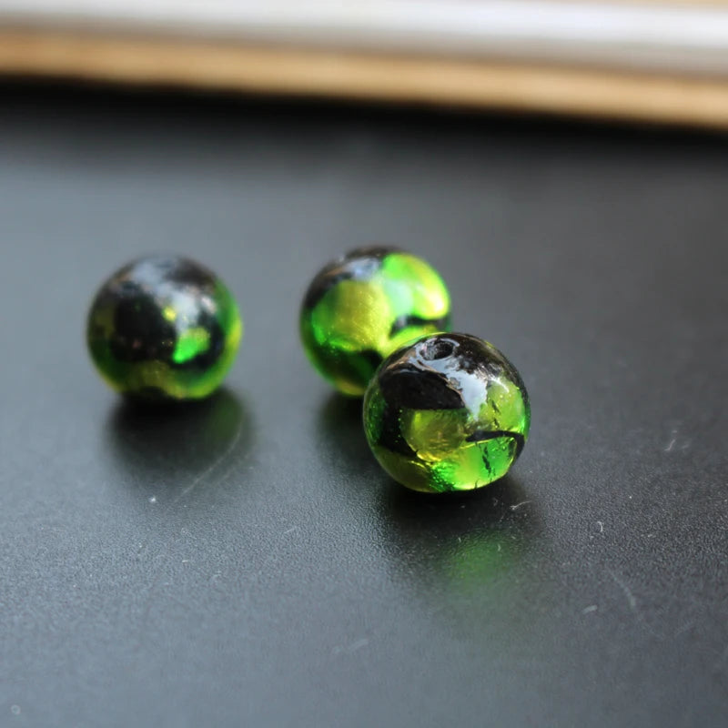 10pcs Olive Green Luminous Glass Beads 8 10 12mm for Jewelry Making