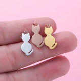 10pcs Cat Charm Stainless Steel Pendant For Necklace Jewelry Making