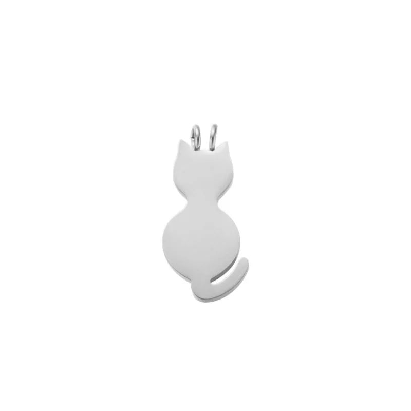 10pcs Cat Charm Stainless Steel Pendant For Necklace Jewelry Making
