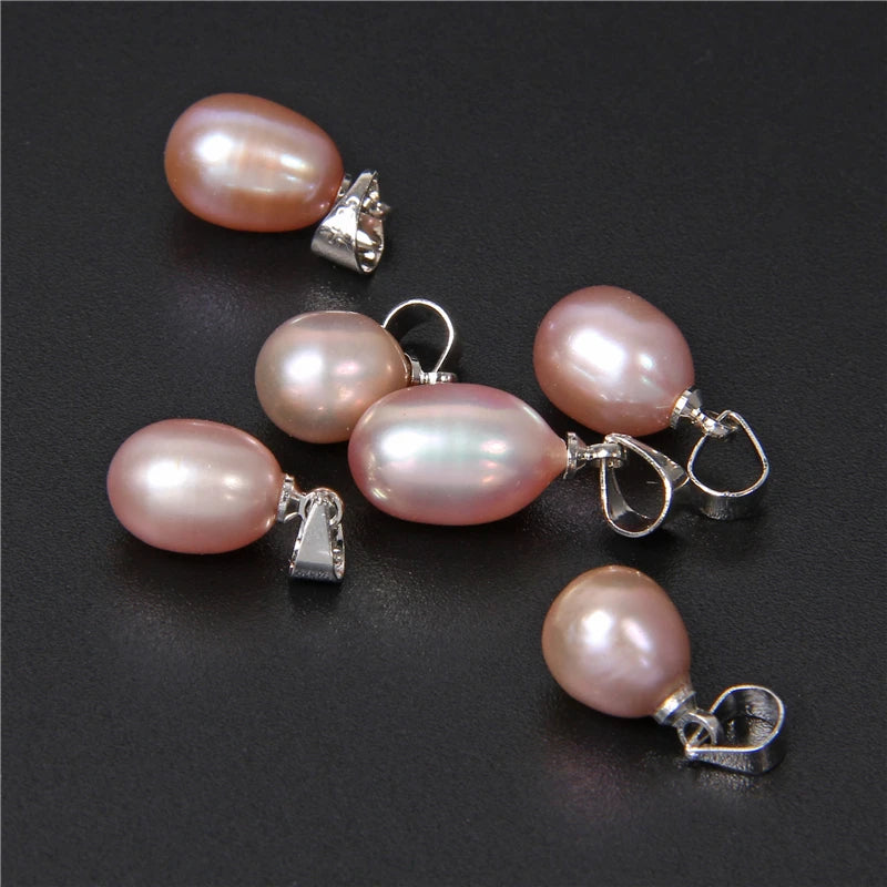 10pcs 8*9mm Oval Freshwater Pearl Pendant Natural for Women Jewelry Making
