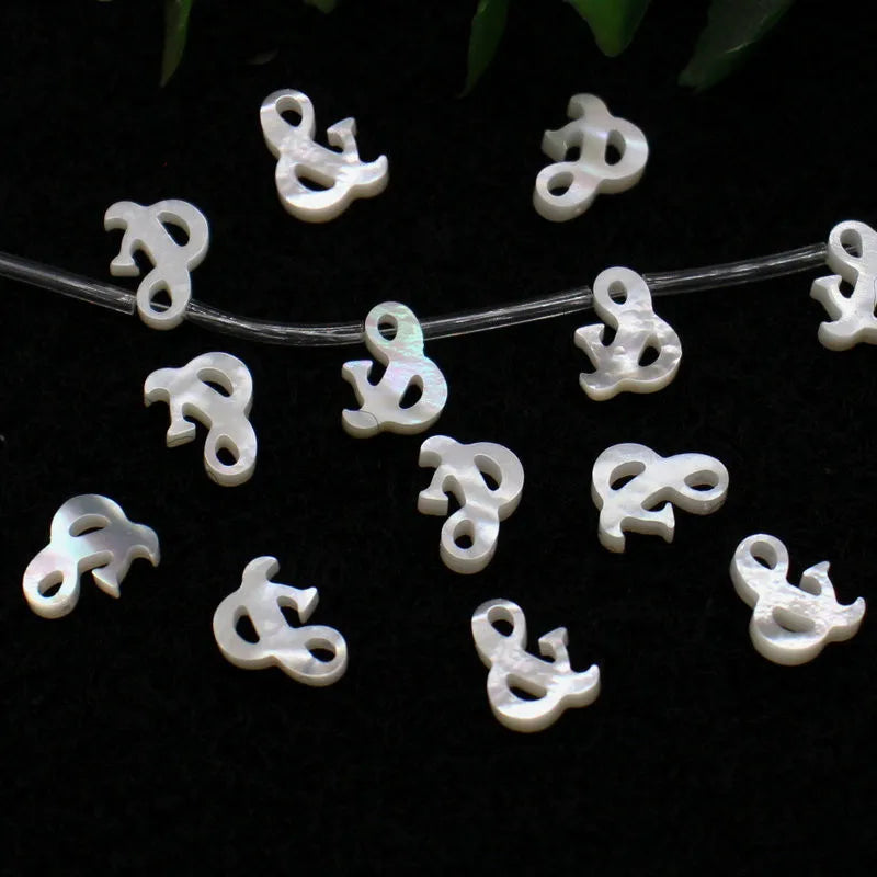 10pcs 8x10mm Natural Letter Mother of Pearl shell Beads