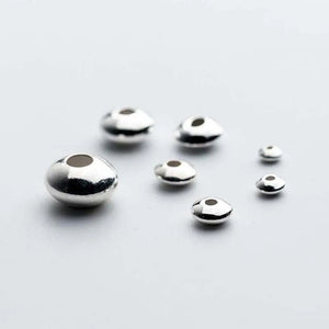10pcs 925 Sterling Silver Flat Round Beads 3-8mm Charm Spacer DIY Jewelry