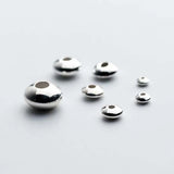 10pcs 925 Sterling Silver Flat Round Beads 3-8mm Charm Spacer DIY Jewelry