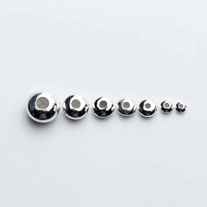 10pcs 925 Sterling Silver Flat Round Beads 3-8mm Charm Spacer DIY Jewelry