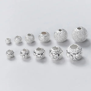 10pcs 925 Sterling Silver Round Beads 3mm-6mm Spacer DIY Jewelry Making