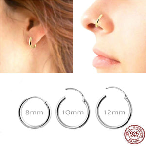 925 Sterling Silver Hoop Nose Ring Tragus Cartilage Ear Piercing Lot