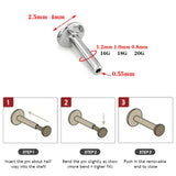 10pcs Titanium Push In Plug Back Base Stud Earrings Nose Piercing Body Jewelry