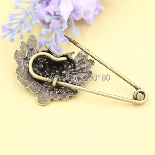 10pcs Antique Bronze Vintage Animal Brooch Safety Pins Length:57mm