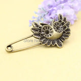 10pcs Antique Bronze Vintage Animal Brooch Safety Pins Length:57mm