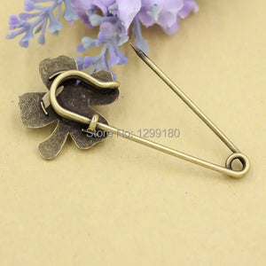 10pcs Vintage Flower Brooch Safety Pins for Garment Accessories Scarf Clip 56mm