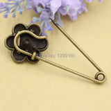 Alloy Antique Flower Brooch Safety Pins For Garment Accessories (10pcs/lot)