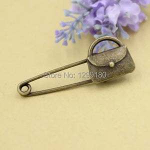 10pcs Alloy Antique Bronze Vintage Handbag Safety Pins 51mm