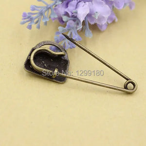 10pcs Alloy Antique Bronze Vintage Handbag Safety Pins 51mm