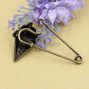 10pcs/lot Antique Bronze Vintage Ice Cream Brooch Safety Pins