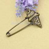 10pcs/lot Antique Bronze Vintage Ice Cream Brooch Safety Pins