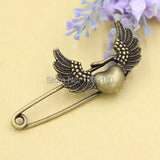 10pcs Antique Bronze Wings Brooch Safety Pins for Garment Accessories