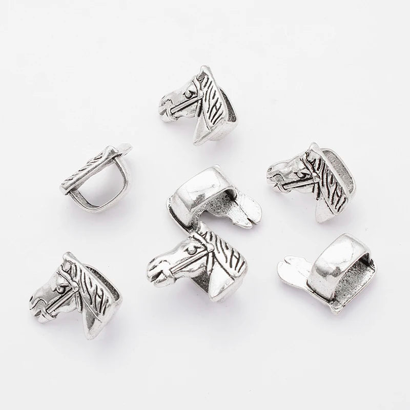 10pcs Alloy Horse Head Spacer Beads for Leather Cord Bracelet Jewelry DIY