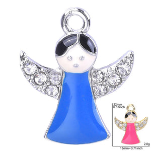 10pcs Angel Girl Silver Crystal Rhinestone Charms Earring Crafts Pendant