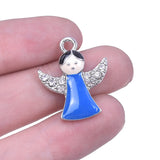 10pcs Angel Girl Silver Crystal Rhinestone Charms Earring Crafts Pendant