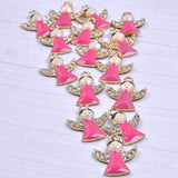 10pcs Angel Girl Silver Crystal Rhinestone Charms Earring Crafts Pendant