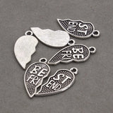 10pcs Antique Silver Heart Broken Charms Necklace Gift Sister
