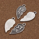 10pcs Antique Silver Heart Broken Charms Necklace Gift Sister