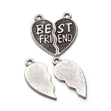 10pcs Antique Silver Heart Broken Charms Necklace Gift Sister