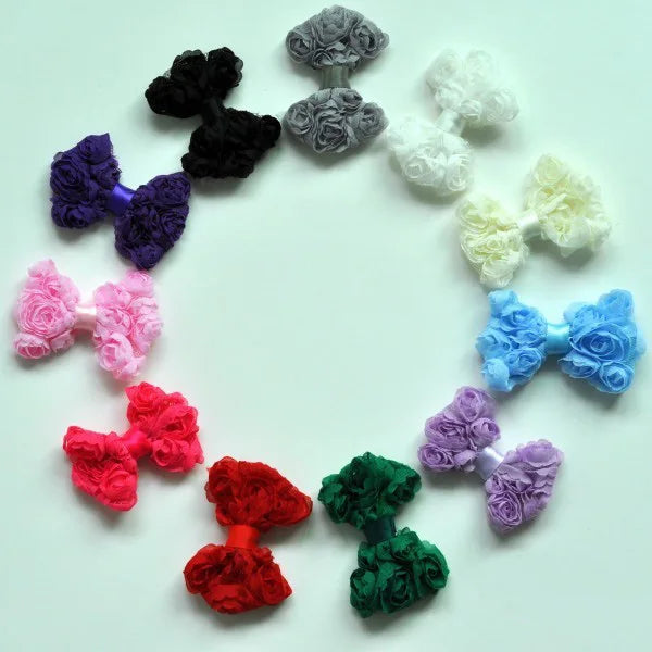10pcs Mini Boutique Rose Lace Baby Bows For Hair