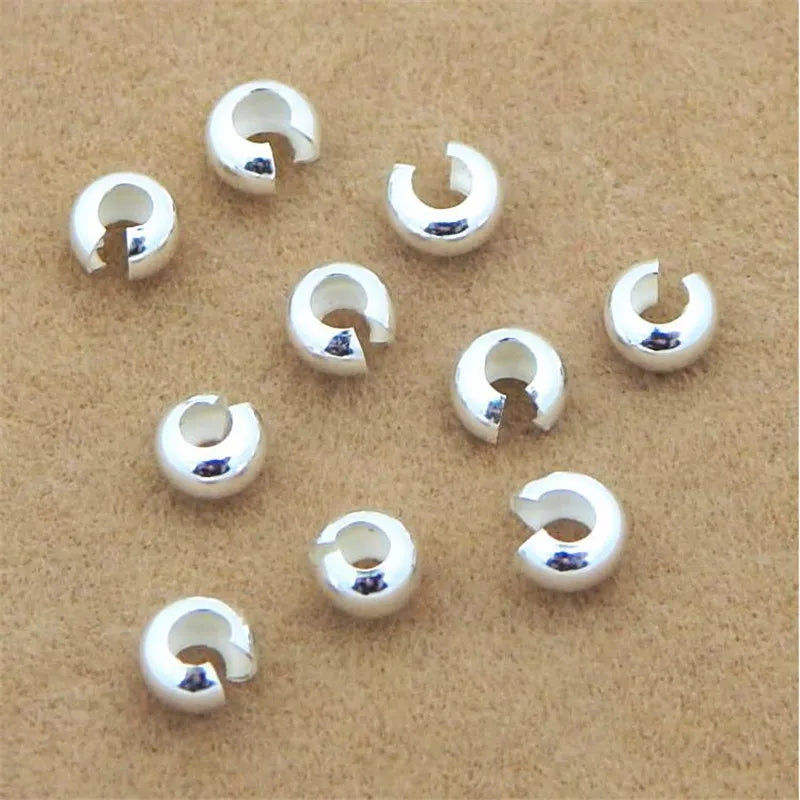 10pcs 925 Sterling Silver Crimp Bead Cap Stopper for DIY Jewelry
