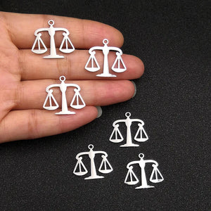 10pcs Mirror Effect Balance Charms Stainless Steel DIY Necklace Pendant