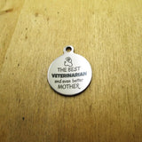 10pcs/lot - Vet & Mom Stainless Steel Charms Laser Engraved DIY Pendants