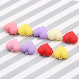 10pcs Big Silicone Heart Keychain Earring Charms Solid Love Heart Pendant