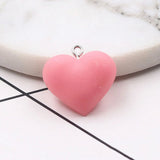 10pcs Big Silicone Heart Keychain Earring Charms Solid Love Heart Pendant