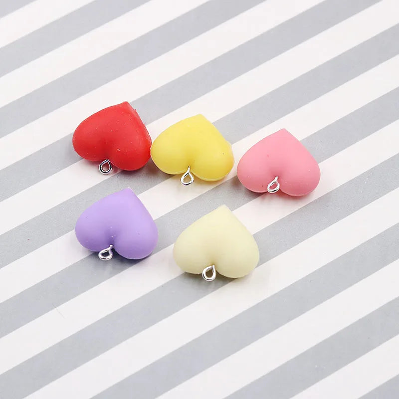 10pcs Big Silicone Heart Keychain Earring Charms Solid Love Heart Pendant