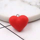 10pcs Big Silicone Heart Keychain Earring Charms Solid Love Heart Pendant