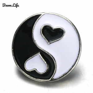 10pcs Tai Chi Heart Snap Button Jewelry Metal 18mm Snap Buttons 9899
