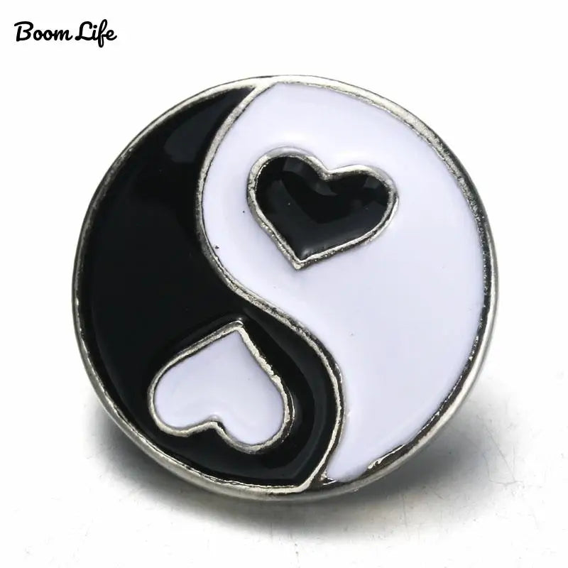 10pcs Tai Chi Heart Snap Button Jewelry Metal 18mm Snap Buttons 9899