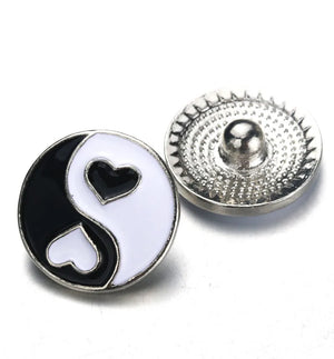10pcs Tai Chi Heart Snap Button Jewelry Metal 18mm Snap Buttons 9899