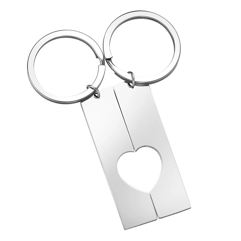 10pcs Stainless Steel Puzzle Heart Key Chain Rings for Personalized Jewelry