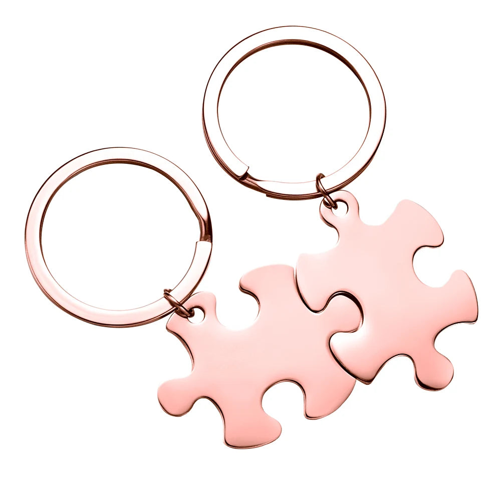10pcs Blank 304 SS Puzzle Key Chain Ring 4 Colors Personalized Jewelry SP035
