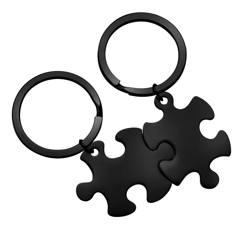 10pcs Blank 304 SS Puzzle Key Chain Ring 4 Colors Personalized Jewelry SP035