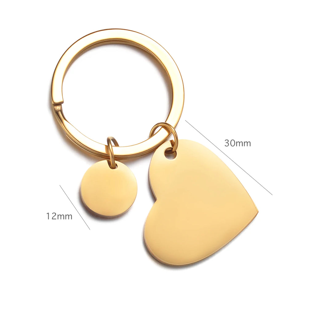 10pcs Stainless Steel Round Heart Key Chain Ring Personalized Jewelry Making