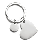 10pcs Stainless Steel Round Heart Key Chain Ring Personalized Jewelry Making