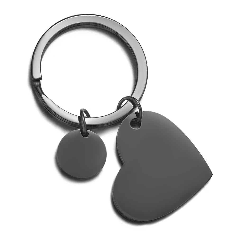 10pcs Stainless Steel Round Heart Key Chain Ring Personalized Jewelry Making