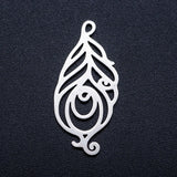 10pcs Stainless Steel DIY Flower Tree Sea Conch Fern Pendant Feather Charm