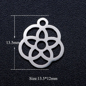 10pcs Stainless Steel DIY Flower Tree Sea Conch Fern Pendant Feather Charm
