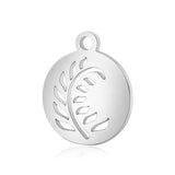 10pcs Stainless Steel DIY Flower Tree Sea Conch Fern Pendant Feather Charm