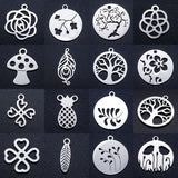 10pcs Stainless Steel DIY Flower Tree Sea Conch Fern Pendant Feather Charm